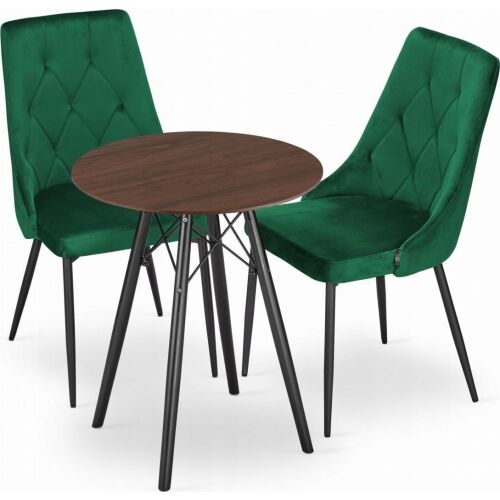 Leobert szett kerek asztal TODI 60 hamu + 2 szék IMOLA zöld 145421968