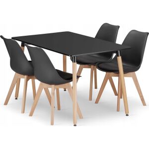 Leobert szett téglalap alakú asztal ADRIA 120x80 fekete+4 szék MARK fekete