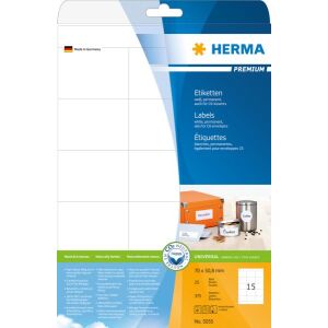Herma Premium-Etiketten 5055, A4, weiß, 70 x 50,8 mm, mattes Papier, 375 Stück (5055) 145422630 - Schreibwaren für das Büro