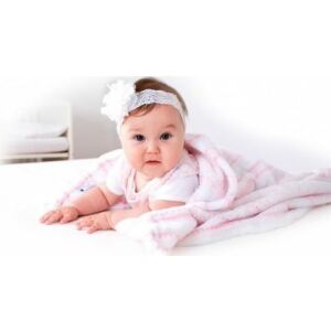 Gyermek takaró, Babymatex, poliészter, 75x100, fehér/rózsaszín