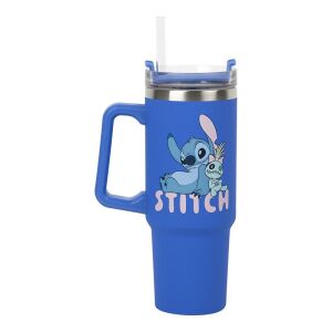 Disney kék szigetelt pohár és szívószál (900 ml) Stitch / Disney utazó pohár szívószállal (900 ml) - Stitch
