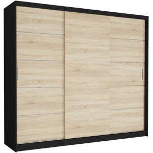NORVIO III. Gardróbszekrény 250x218x60 - fekete, sonoma