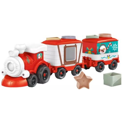 Karácsonyi mozdony formaválogatóval, коледен влак сортер за форми с геометрични форми