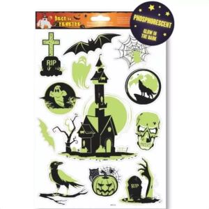 Autocolant de fereastră fosforescent cu model de casă bântuită 145427900 - Decorațiuni de Halloween