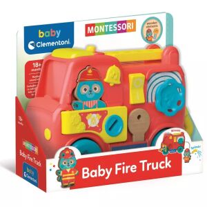 Clementoni Baby Montessori Camion de pompieri în ambalaj, jucărie interactivă din lemn pentru copii mici - Premergatoare și Jocuri de dezvoltare pentru copii mici