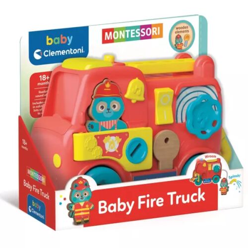 Clementoni Baby Montessori Vatrogasno vozilo u pakiranju, interaktivna drvena igračka za malu djecu