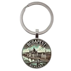 Budapest, magyar Parlament rozsdamentes acél kulcstartó, 6 cm, kitűnő ajándék #387 145430285 - Ajándék kulcstartó