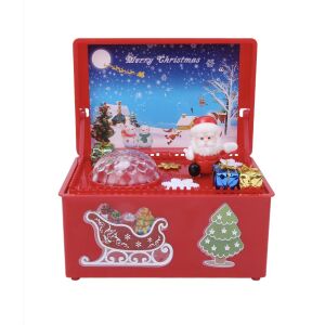 Elektromos karácsonyi zenedoboz, világító, piros, gyerekeknek