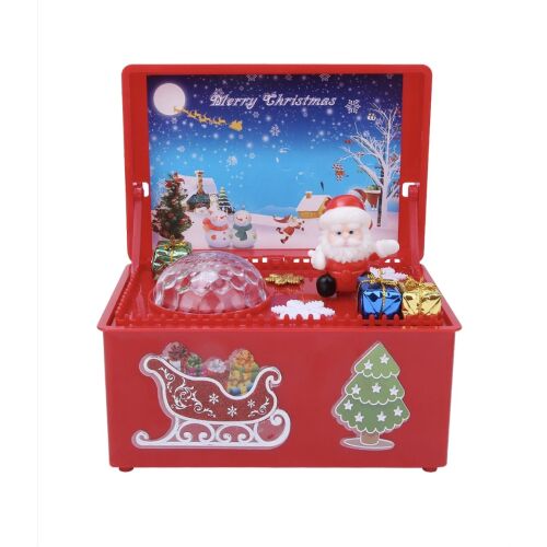 Elektromos karácsonyi zenedoboz Mikulás figurával és fényekkel