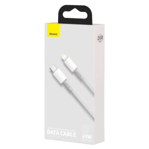 Kabel pleciony Baseus High Density USB-C do Lightning, 20 W, PD, 2 m (biały) 145463945 - Kabel Lightning
