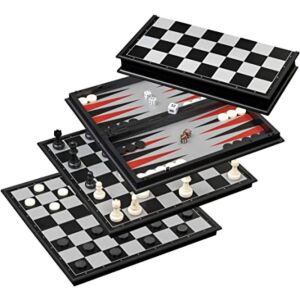 Sakk - backgammon - dáma- mágneses táblajáték -Philos 145480062 - Dominó, sakk