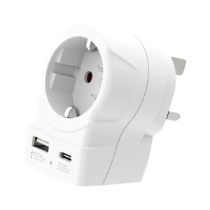 SKROSS Europe - UK Utazóadapter USB-C + USB-A (20W PD, gyorstöltés, Fehér)