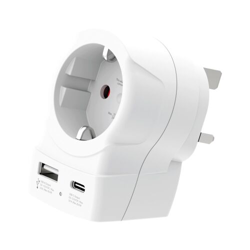 SKROSS Europe - UK Utazóadapter USB-C + USB-A (20W PD, gyorstöltés, Fehér) 145480589
