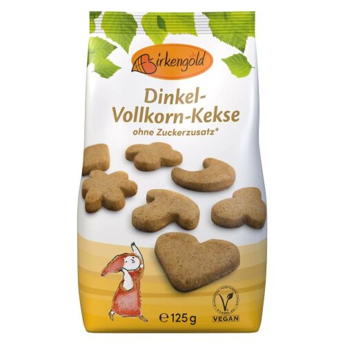 Birkengold teljes kiőrlésű tönköly keksz, 125g, hozzáadott cukor nélkül, vegán - Keksz