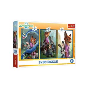 Trefl 3 x 80 db-os puzzle - Zootropolis 2 (34897) 145484949 - Puzzle