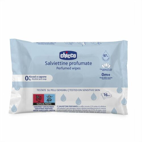 Chicco Törlőkendő illatos lótuszvizes 16 db érzékeny bőrre 97% víz 145485037 - Nedves törlőkendő