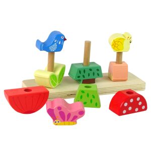 Fából készült kirakós virág pillangó madár