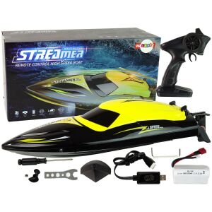 Streamer R/C Motorcsónak 2.4G Sárga, távirányító, tartozékok és csomagolás - Lean Toys