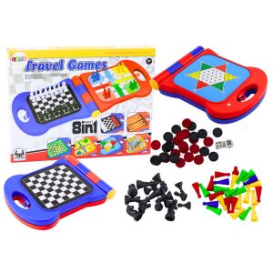 Utazós játék 8 az 1-ben sakk, dáma, ludo, backgammon, kínai kígyók és létrák