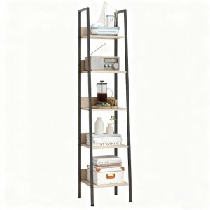 Industrielles Hochregal, hellbraun, 5 Fachböden, Leiter, Dachboden, 170 cm