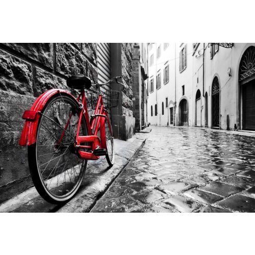 Fotótapéta Piros Bicikli Retro Utca Tapéta, 300x250cm - Tapéta