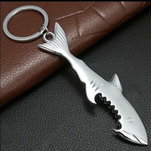 Cápa funkcionális kulcstartó, sörnyitó, rozsdamentes acél, 14 cm, kitűnő ajándék horgászoknak, sörivóknak, férfiaknak #411 145526326 - Ajándék kulcstartó