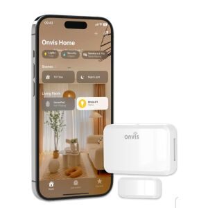 Inteligentny czujnik do drzwi i okien ONVIS, Bluetooth i Thread, powiadomienia o otwarciu–zamknięciu, bez mostka (bridge), kompatybilny z Apple HomeKit. 145528021 - Akcesoria i dodatki do inteligentnego domu