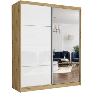 LUNA V. Gardróbszekrény, fehér üveggel 183x218x60 - artisan