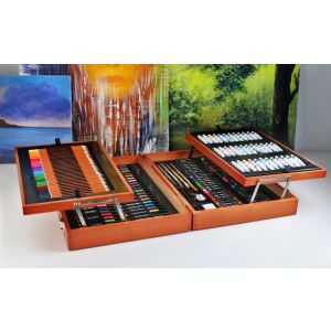 177 részes XXL művészeti szett gyerekeknek és felnőtteknek, fa tárolódobozban 145537370 - Iskolai ecset