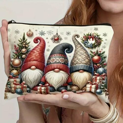 Vászon sminktáska, kozmetikai táska, tolltartó, kincsrejtő, kedves manó, karácsonyi, ünnepi motívum, kitűnő ajándék, 18 x 22 cm 145541852