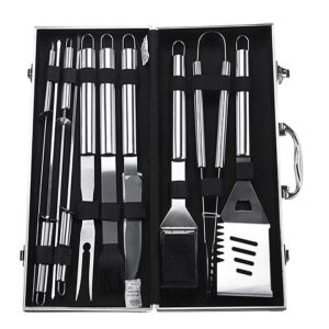 10 darabos Macvi® grillkészlet prémium rozsdamentes acélból, párnázott alumínium hordtáska, kiegészítők a sikeres grillezéshez.