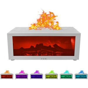 Macvi® 3D intelligens légpárásító lánghatással, aromaterápiával, 200 ml-es tartály, többszínű LED, csendes, USB-s hordozható, távirányítóval és 3 üzemmóddal, fehér színben. 145574829 - Levegőkezelés