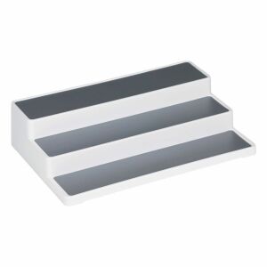 Macvi® fűszerrendező, 3 szintes, tartós PP, könnyen tisztítható, univerzális, 36, 5×24 cm, fehér/szürke