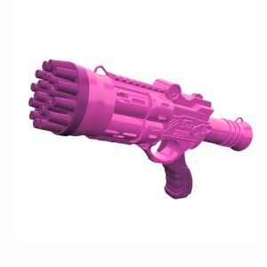 Macvi® 24 lyukú buborékfúvó pisztoly, erős ABS szerkezet, forgó cső, turbó effekt, interaktív játék gyerekeknek és szabadtéri szórakozásra, rózsaszínű