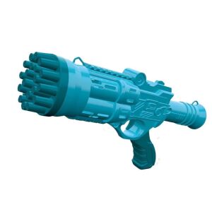 Macvi® 24 lyukú buborékfúvó pisztoly, erős ABS szerkezet, forgó cső, turbó effekt, interaktív játék gyerekeknek és szabadtéri szórakozásra, világoskék színben