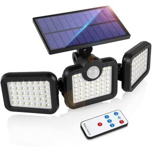 Macvi® napelemes lámpa 3 LED-del, mozgásérzékelővel, IP65, kültéri, vezeték nélküli távirányítóval