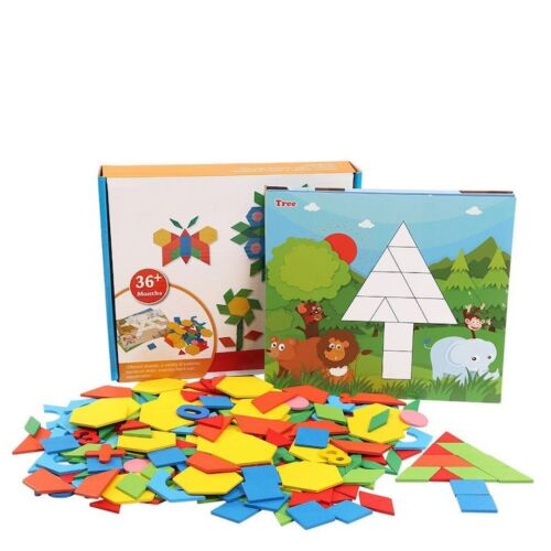 Macvi® Tangram fából készült oktatójáték, 250 darab, 12 tábla, számok és matematikai szimbólumok, nem mérgező színek, többszínű 145574927