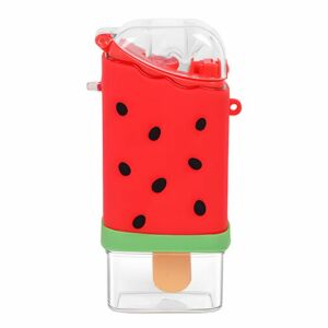 Macvi® gyermek vizes palack, görögdinnye jégkrém alakú, 300 ml, BPA-mentes, kiömlésmentes, szivárgásmentes, szivárgásmentes, fedél szivárgásmentes, beépített szűrővel, könnyen tisztítható, piros színű