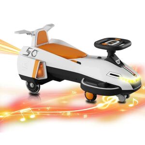 Macvi® űrhajó játékautó gyerekeknek +3 éves korig, elektromos 6V 25W, LED fények, interaktív hangok, szilikon kerekek, futurisztikus design