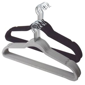 16 darabos Macvi® Velvet csúszásmentes, vékony, bársony, nadrágtartóval és alsónadrággal, 360°-os kampóval, 44,5x23 cm, szürke/fekete színben.