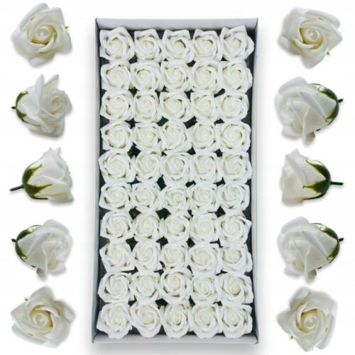 50 darabos szappanrózsa készlet, 5x5 cm, prémium minőségű, elegáns ajándék és dekoráció, fehér színben 145575255