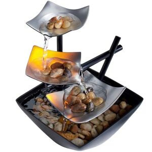 Macvi® terápiás szökőkút, nyugtató vízhangok, relaxáló zen hatás, természetes kövekkel, vízmedencével és automata szivattyúval, belsőépítészeti dekoráció.