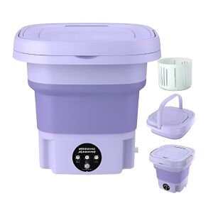 Macvi® hordozható és összecsukható mosógép, 6.5L, 6.5L, Squeeze funkció, 3 mosási program, kompakt, lila 145575338 - Medence és strandjáték