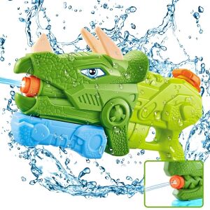 Macvi® dinoszaurusz vízipisztoly, tartály 1330 ml, 35 cm, 3 fúvóka, 8 m hatótávolság, ellenálló PVC, tartós, +6 év, mohazöld