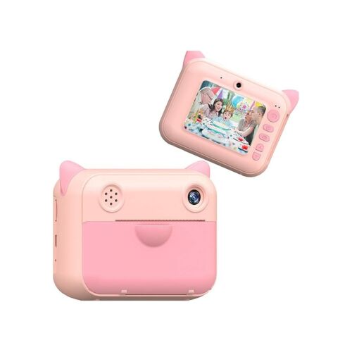 Macvi® Gyermekkamera azonnali nyomtatással, 2,4 hüvelykes képernyő, 20 MP, Full HD 1080P, Selfie, játékok, újratölthető, 1 tekercs papírral, rózsaszínű 145575555