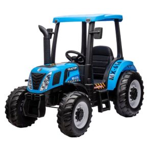 Kék elektromos traktor Macvi® 12V 10Ah motorok 2x35W bőrülés EVA kerekek MP3 lejátszó MP3 lejátszó