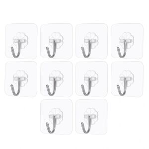 10 db átlátszó, öntapadós Macvi® törölközőhorog készlet, vízálló, tartós ABS, 180°-ban forgatható, erős és újrafelhasználható, fürdőszobába, konyhába és hálószobába.