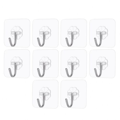 10 db átlátszó, öntapadós Macvi® törölközőhorog készlet, vízálló, tartós ABS, 180°-ban forgatható, erős és újrafelhasználható, fürdőszobába, konyhába és hálószobába. 145575767