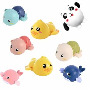 8 darabos Macvi® gyermek fürdőjáték készlet, +1 év, óramű, prémium nem mérgező ABS, tartós és színes, vizuális és motoros stimuláció.