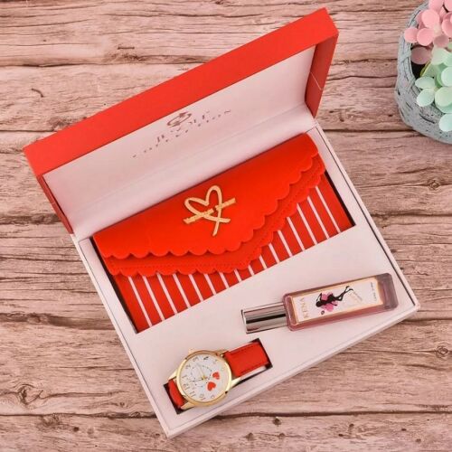 Ajándék Szett Pénztárca Óra Parfüm Piros 145620008